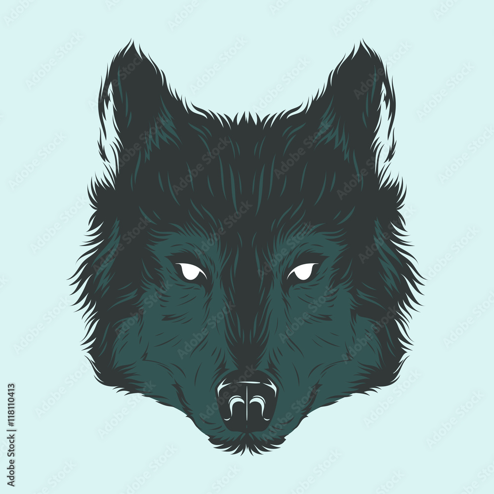 Wall mural Wolf head hand draw