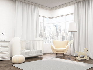 Fototapeta na wymiar Baby room interior in New York apartment