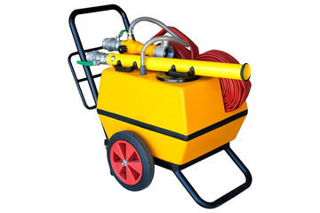 Fire protection equipment, Fire extinguisher on trolley isolated