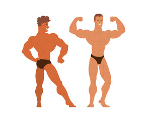 Naklejka premium Mens physics bodybuilders vector illustration.