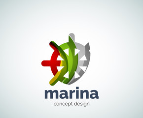 Vector marina, steering wheel logo template