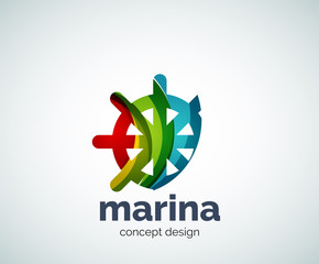 Vector marina, steering wheel logo template