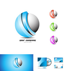 Corporate business blue sphere 3d logo