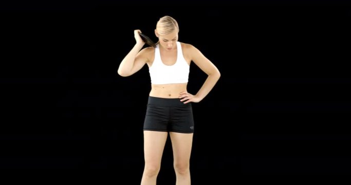 Athletic woman preparing to throw a discus