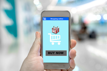 Online shopping business on mobile. E-commerce business technology