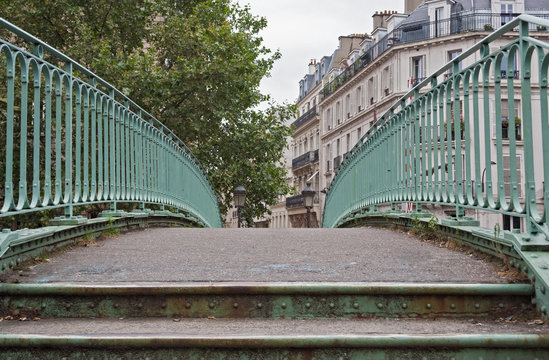 pedestrian bridge over the Saint Martin canal in Paris France