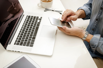 Man using smartphone