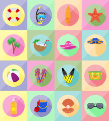 objects for recreation a beach flat icons vector illustration
