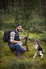 Interracial hunter in the forest