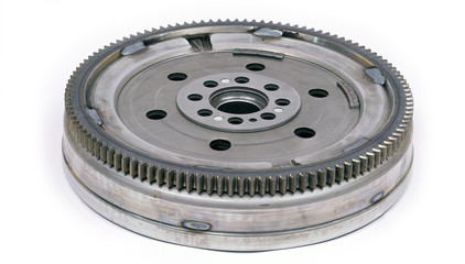 flywheel damper for automotive diesel engine on a white background. car parts