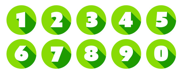 Fototapeta na wymiar Numbers / green circle Icons