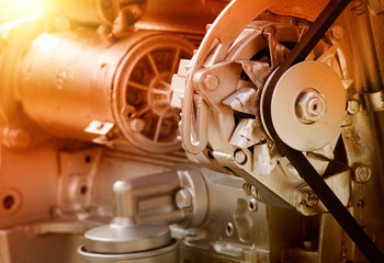 Transmission belt on engine