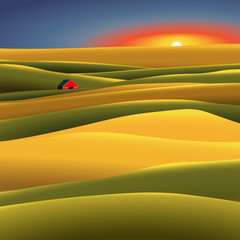 The barn in a field. EPS 10 illustration