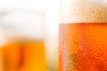 Beer in glass in detail