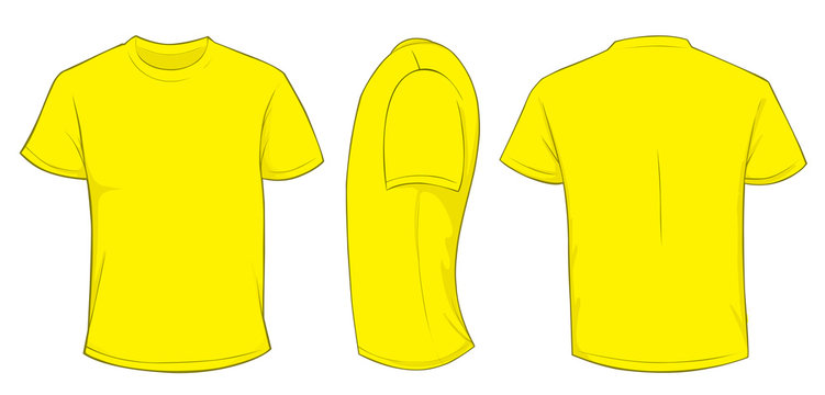 Yellow Tshirts Front And Back Used As Design Template Stock Photo