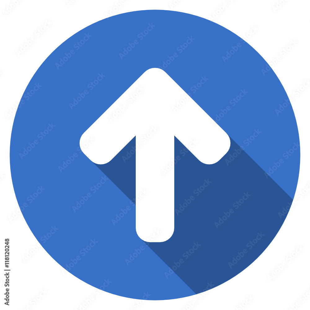 Poster blue flat design round web arrow vector icon