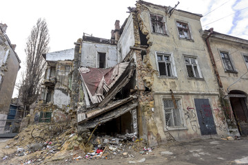 Fototapeta na wymiar Odessa, Ukraine - December 20, 2014: the ruins of the old histor