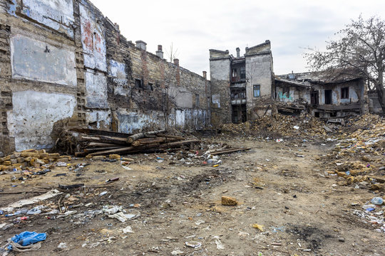 Odessa, Ukraine - December 20, 2014: the ruins of the old histor