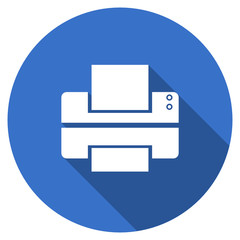 Flat design blue web printer vector icon