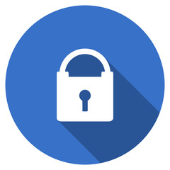 Flat design blue web padlock vector icon