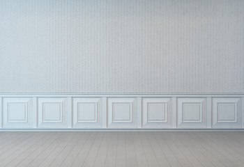 empty white wall room in old style - 3d rendering