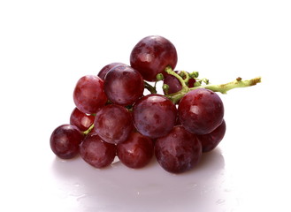 bunch of red grapes isolated on white