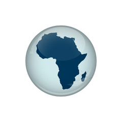 Map of africa. A round button with a glare. Round Map emblem.