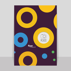 Flyer or Cover Design with Colorful Dots, Rings, Bubbles - Place for Your Photo