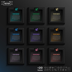 Vector infographic design list with colorful square.