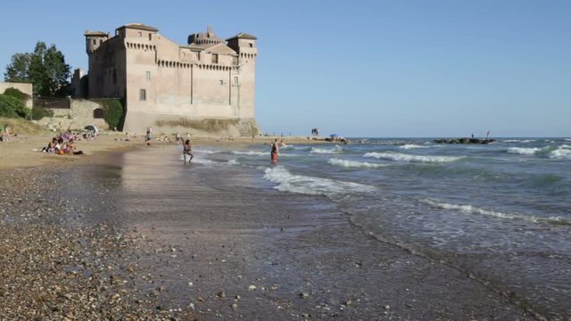 View of Castel of Pyrgi to Santa Severa in Italy