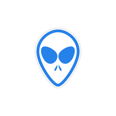 Sticker alien with big eyes on a white background