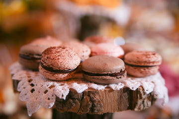 French macaroons with chocolate
