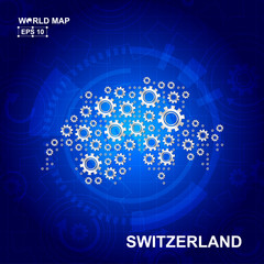 Abstract Switzerland gear map. Vector design