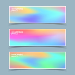 Holographic banners set. Eps10 vector illustration.