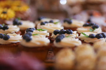 Cupcakes baked dessert with berries
