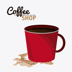 Coffee mug splash cup shop beverage icon. drink and break time design, vector illustration