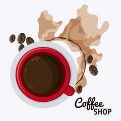 Coffee mug splash cup shop beverage icon. drink and break time design, vector illustration