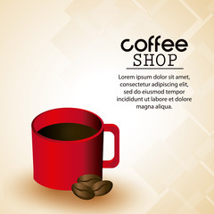 Coffee mug cup bean shop beverage icon. drink and break time design, vector illustration
