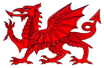 Welsh Dragon With a Bevel Effect - obrazy, fototapety, plakaty