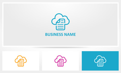 Paper Document File Cloud Hosting Logo