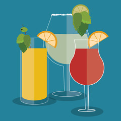 cocktail lemon orange leaf glass summer alcohol icon. drinks and menu design. Colorfull and flat illustration