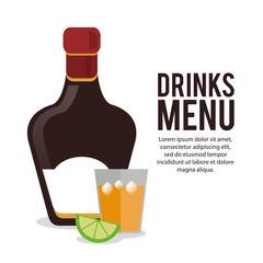 bottle cocktail label tequila lemon alcohol icon. drinks and menu design. Colorfull and isolated illustration