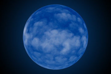 Unknown planet with white clouds on a blue sky. Collage. Selecti