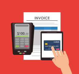 document credit card tablet icon. payment financial item icon. Invoice design, vector illustration