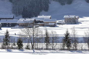 Alpine village in the snow