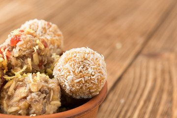 Health lifestyle concept - energy balls