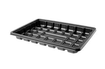 Black Plastic Food Tray Isolated White Background Clipping Paths