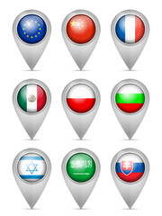 Map marker national flag set