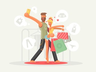 Boy and girl with shopping bags