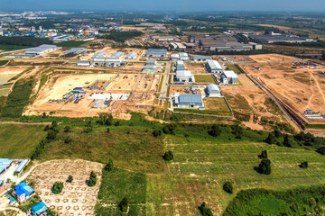 Industrial estate land development onstruction aerial view